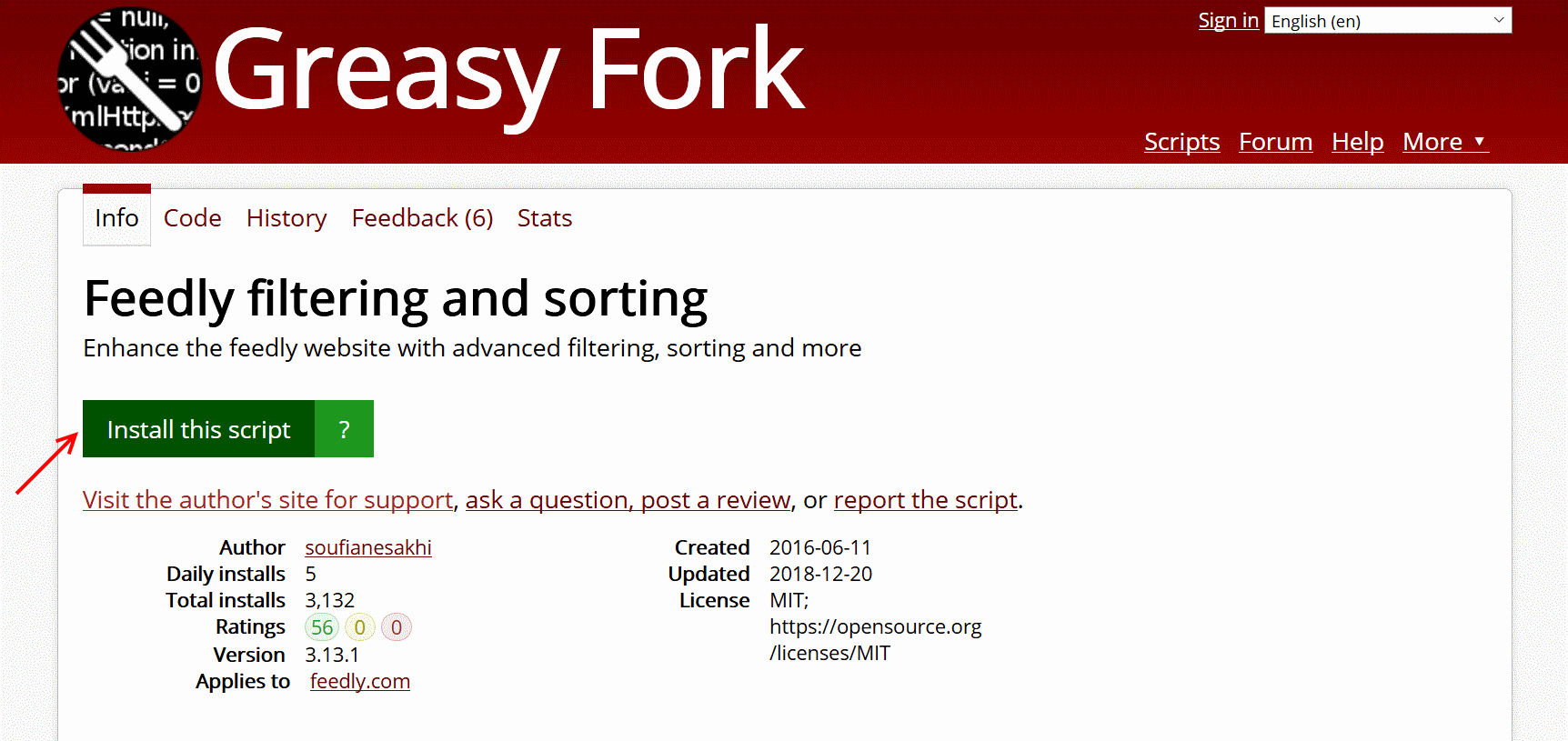 GreasyFork - 3) Skriptseite