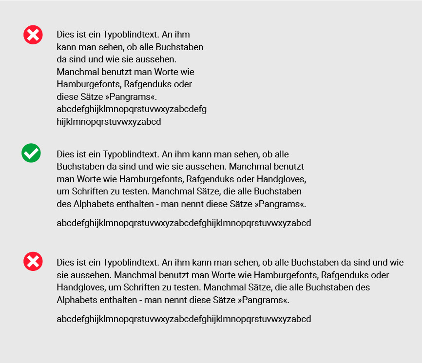 Unterschiedliche Zeilenlängen im Webdesign