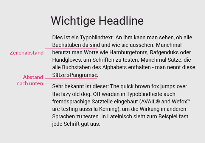 Zeilenabstand & Abstand nach unten