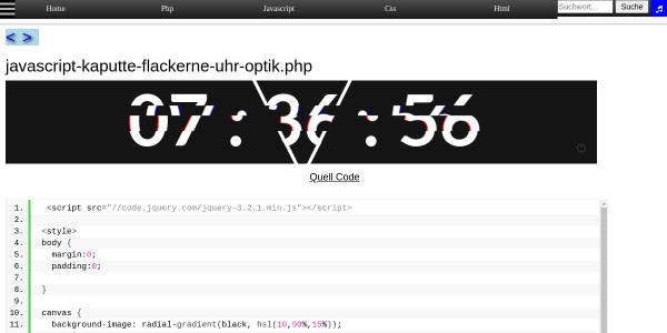 javascript kaputte flackerne uhr optik 