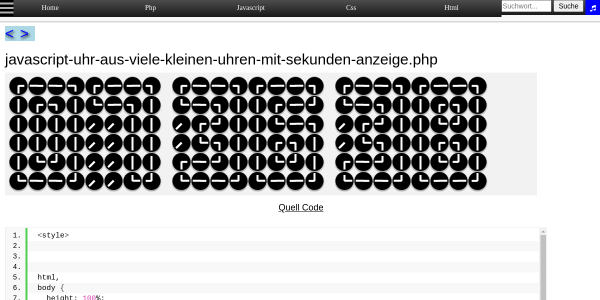 javascript uhr aus viele kleinen uhren mit sekunden anzeige 