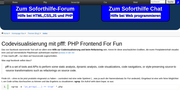 codevisualisierung mit pfff php frontend for fun 