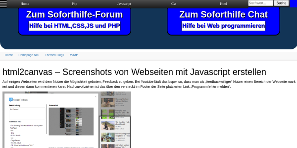 html2canvas screenshots von webseiten mit javascript erstellen 