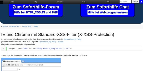 ie und chrome mit standard xss filter x xss protection 