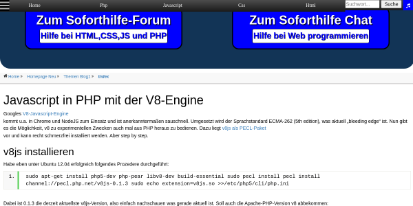 javascript in php mit der v8 engine 