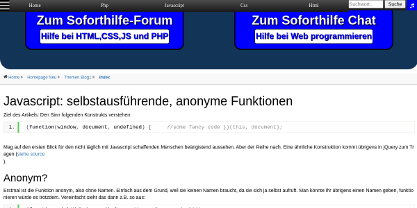 javascript selbstausfuehrende anonyme funktionen 