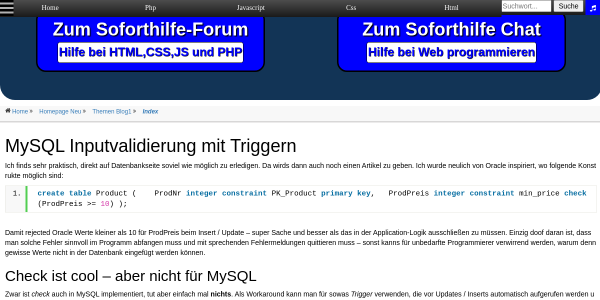 mysql inputvalidierung mit triggern 