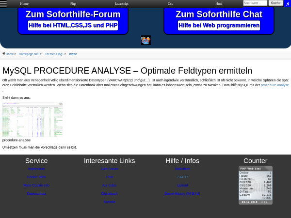 mysql procedure analyse optimale feldtypen ermitteln 