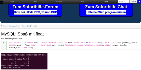 mysql spass mit float 