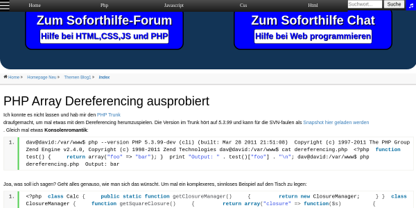 php array dereferencing ausprobiert 