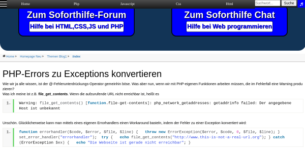 php errors zu exceptions konvertieren 