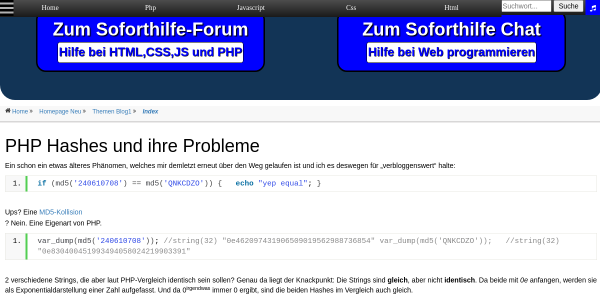 php hashes und ihre probleme 