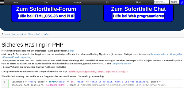 sicheres hashing in php 