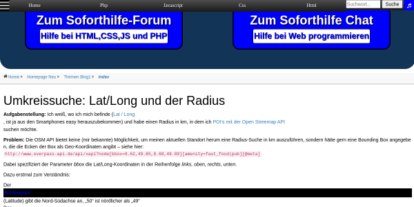 umkreissuche latlong und der radius 