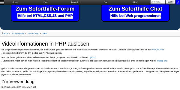 videoinformationen in php auslesen 