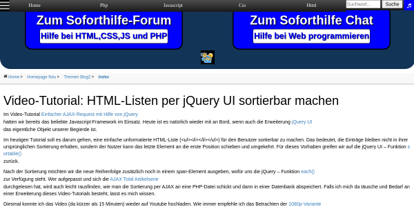video tutorial html listen per jquery ui sortierbar machen 