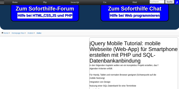 jquery mobile tutorial mit php mysql datenbank 