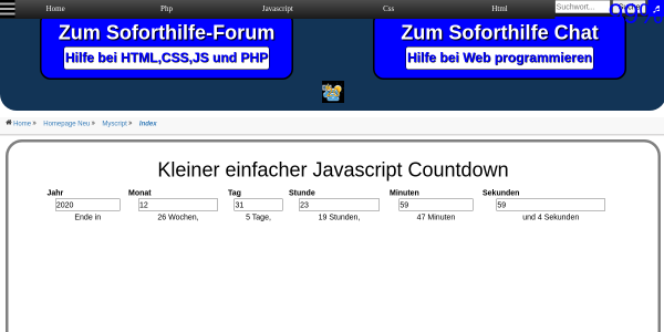 Einfacher Javascript Countdown 