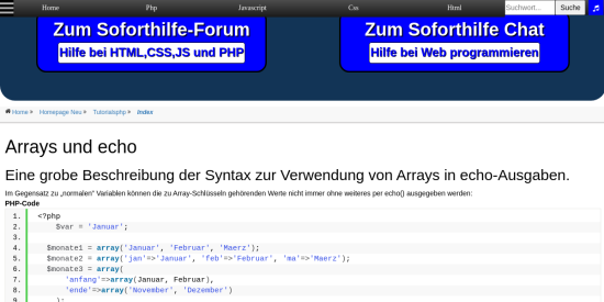 arrays und echo 