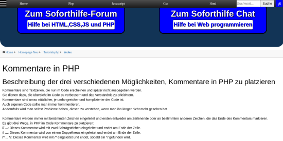 kommentare in php 
