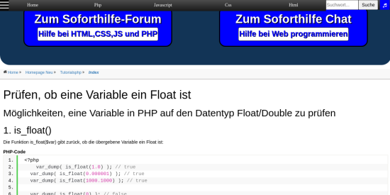 pruefen ob eine variable ein float ist 